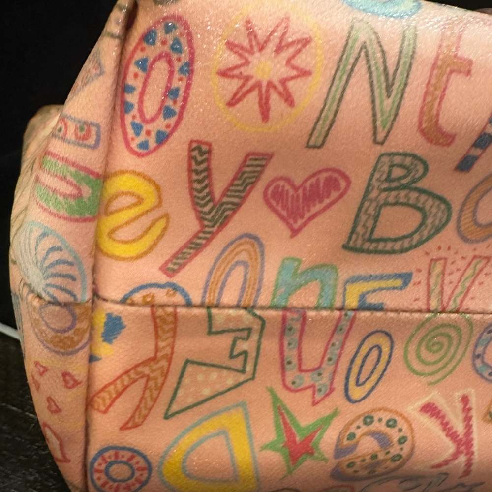 BubbleGum  Y2K Dooney & Bourke Multicolor Logo-Print Canvas Tote RARE color - Picture 9 of 14